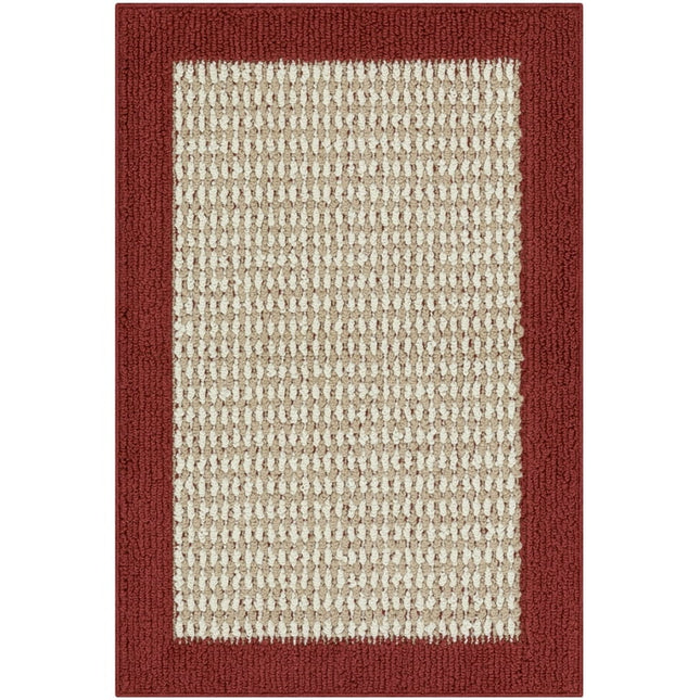 Mainstays Traditional Faux Sisal Border Red Indoor Accent Rug, 1'8"x2'6"