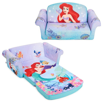 Marshmallow Furniture 2-in-1 Flip Open Foam Sofa for Kids, The Little Mermaid