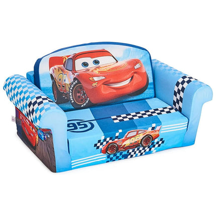 Marshmallow Furniture Kid's 2 in 1 Flip Open Foam Sofa and Sleeper, Cars
