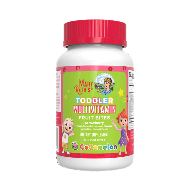 MaryRuth Organics Cocomelon Toddler Multivitamin, Organic, 30 Strawberry Fruit Bites
