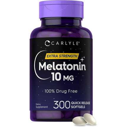 Melatonin 10mg | 300 Softgels | Extra Strength Sleep Aid | by Carlyle