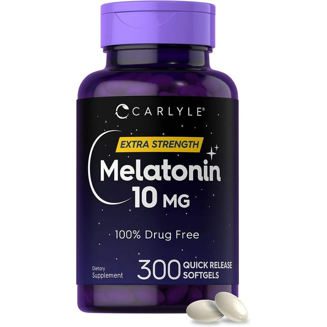 Melatonin 10mg | 300 Softgels | Extra Strength Sleep Aid | by Carlyle