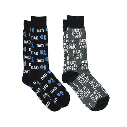 Men's #1 Dad & Best Dad Ever Novelty Funny Socks Father's Day 2-PACK