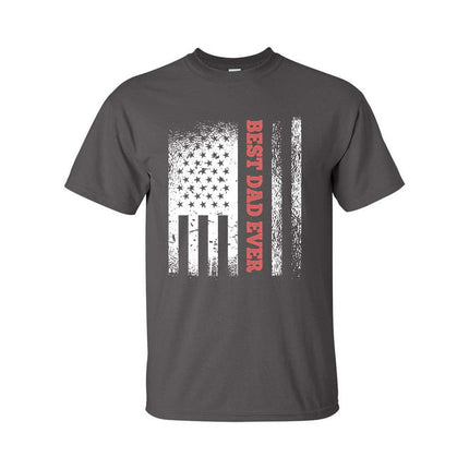 Men's Father's Day Patriotic Best Dad Ever Short Sleeve T-shirt-Charcoal-large