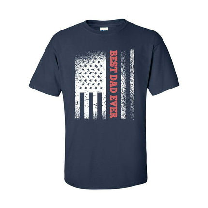 Men's Father's Day Patriotic Best Dad Ever Short Sleeve T-shirt-Navy-small