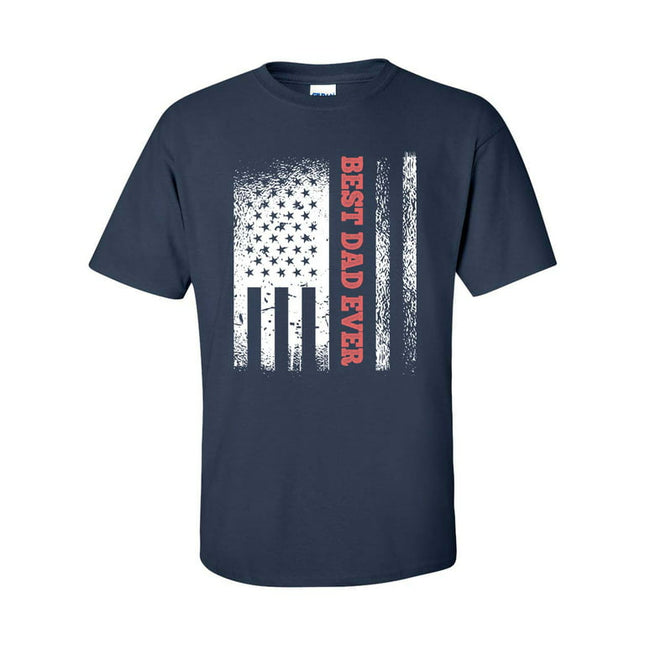 Men's Father's Day Patriotic Best Dad Ever Short Sleeve T-shirt-Navy-small