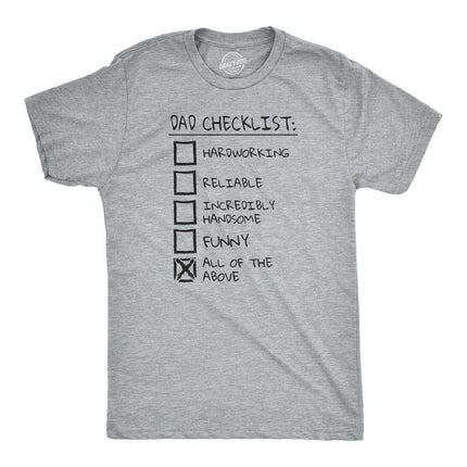 Mens Dad Checklist T Shirt Funny Fathers Day Tee Dad Gift Ideas (Heather Grey) - L Graphic Tees