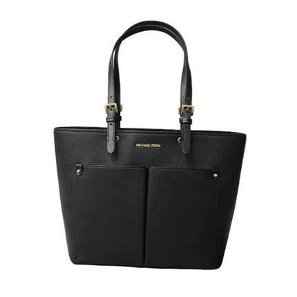 Michael Kors Womens Jet Set Travel Medium Double Pocket Tote Black/SIlver 35F3GTVT8B-001