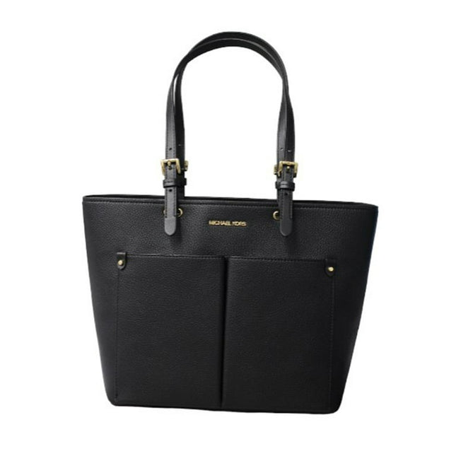 Michael Kors Womens Jet Set Travel Medium Double Pocket Tote Black/SIlver 35F3GTVT8B-001