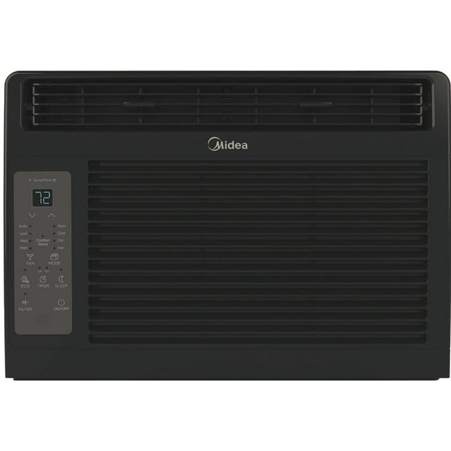 Midea 6,000 BTU 115V Window Air Conditioner with ComfortSense Remote, Up to 250 sq ft Coverage Area, Black, MAW06R1WBL