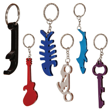 Minute Key Bottle Opener Keychains, Bottle Opener Shapes, Steel, Pack of 6, Multi-Color