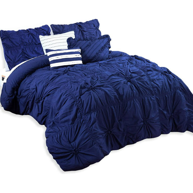 Mocassi Oversized Comforter Set, Amy 12-Piece Bed-in-a-Bag, Down Alternative Bedding with Matching Shams and Decorative Pillows, King/California King, Blue