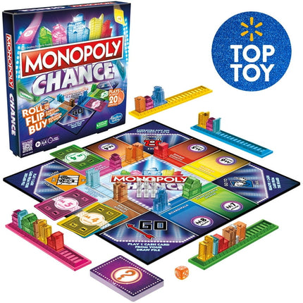 Monopoly Chance Fast-Paced 20 Minute Board Game for Kids and Family Ages 8 and Up, 2-4 Players