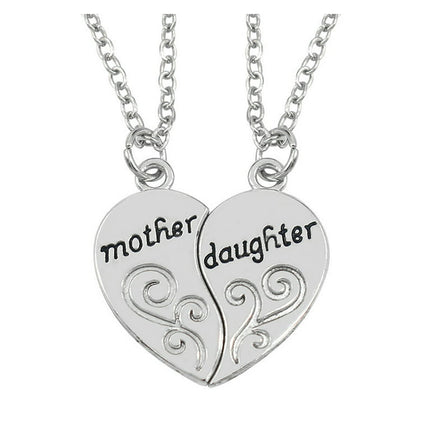 Moocorvic Mother Daughter Heart Necklace Women Love Mom Mother's Day Gift For Mother Gift