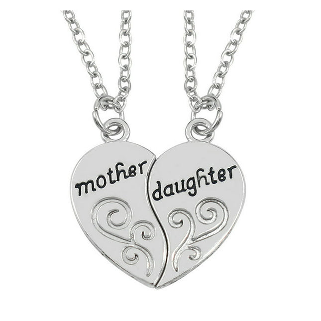 Moocorvic Mother Daughter Heart Necklace Women Love Mom Mother's Day Gift For Mother Gift