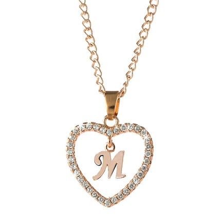 Mothers Day Gifts Letter Necklace 26 letter zircon Heart Necklace Jewelry Love Pendant Necklace Necklaces for Women