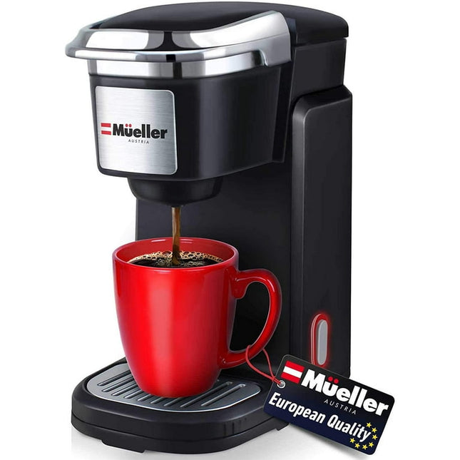 Mueller Ultimate Single Serve Coffee Maker, Personal Coffee Brewer Machine for Single Cup Pods & Reusable Filter, 10oz Water Tank, Quick Brewing, One Touch Operation, Compact Size,for Home,Office, RV