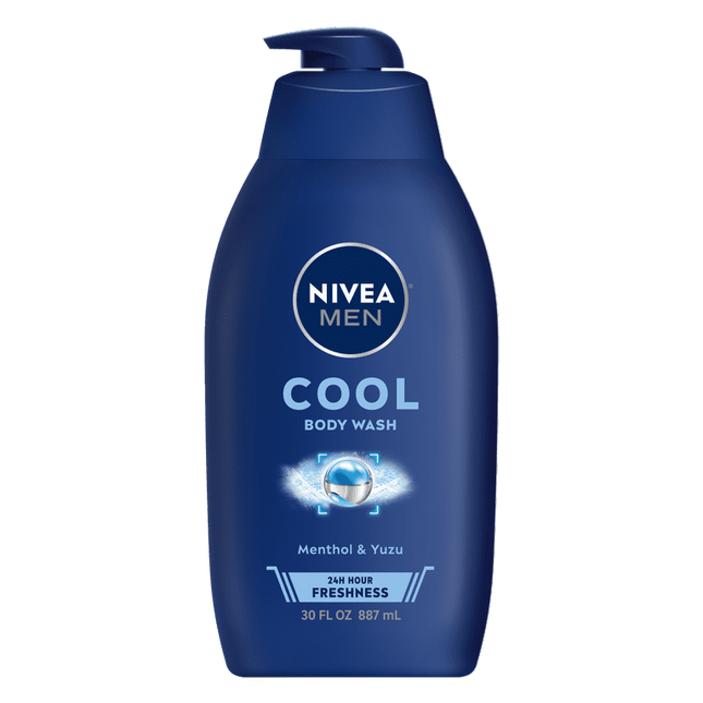 NIVEA MEN Cool Body Wash with Icy Menthol, Men Body Wash, 30 Fl Oz Bottle