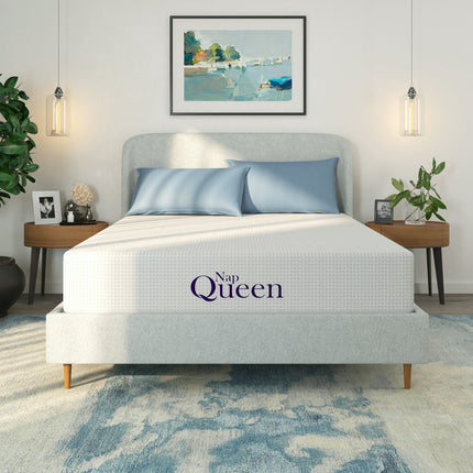 NapQueen Queen Mattress, Margaret 8" Charcoal Memory Foam Mattress, W/ Antimicrobial Cover, Adult, CertiPUR-US Certified, Mattress in a Box