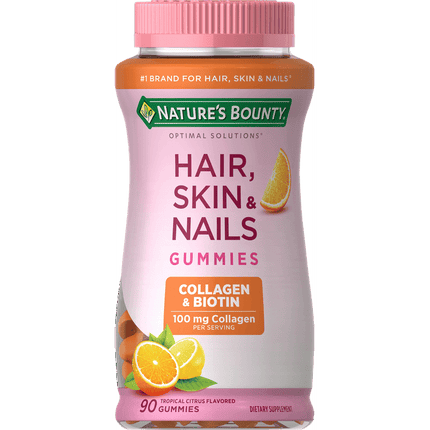Nature's Bounty Hair Skin and Nails With Collagen and Biotin, Gummies,  90 Ct