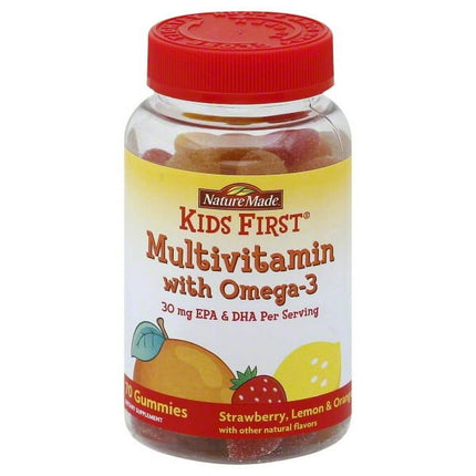 Nature's Maid Kids First Multivitamin with Omega-3 Gummies, Strawberry, Lemon & Orange, 70 Each