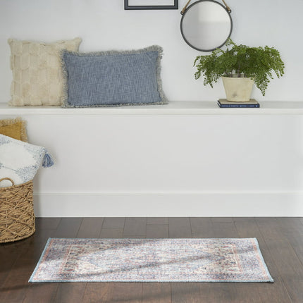 Nicole Curtis Machine Washable Series 1 Farmhouse Blue Multicolor 3' x 5' Area Rug  (3x5)