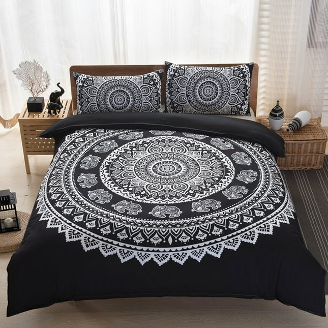 Niuer Quilt Cover Sets Zipper Duvet Cover Coverlet Set 3pcs Bedding Set With 2 Pillowcase Black US Twin 175*230 (two -piece Set)