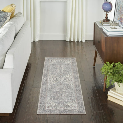 Nourison Machine Washable Series 1 Vintage Grey 2'2" x 10' Area Rug, (2x10)