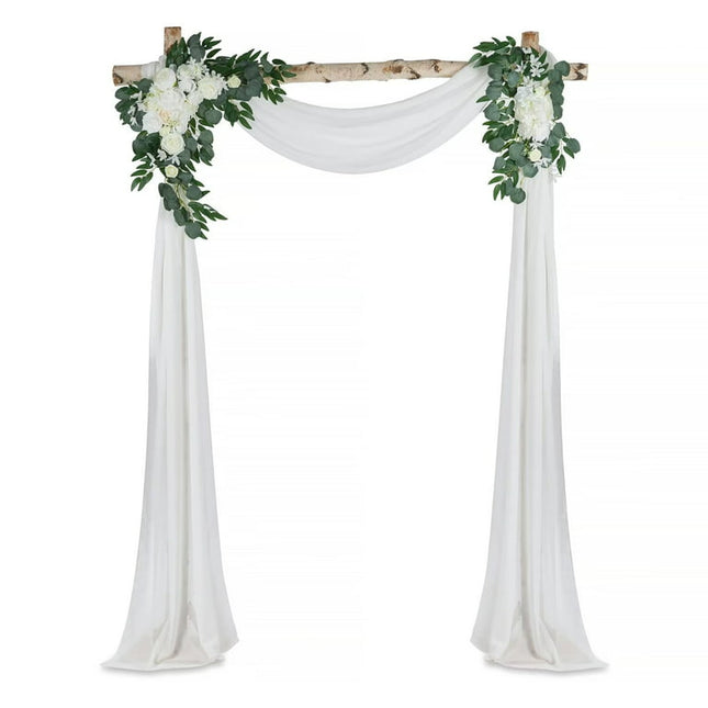Nuptio Wedding Arch Flowers Kit for Ceremony Pack of 3 Artificial Floral Arrangements for Wedding Reception Backdrop Decoration, Ivory Greenery