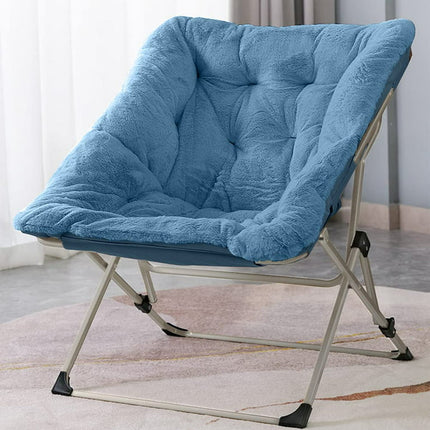 OAKHAM Comfy Saucer Chair, Foldable Faux Fur Lounge Chair for Bedroom and Living Room, Flexible Seating for Kids Teens Adults, X-Large, Blue