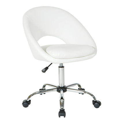 OSP Home Furnishings Milo Height Adjustable Home Office Chair in Durable White Faux Leather