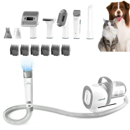 Oneisall 7 In 1 Dog Grooming Kit, Low Noise Pet Grooming Vacuum with 1.5 L Dust Cup, Dog Vacuum for Shedding Grooming, with 7 Professional Grooming Tools for Dogs Cats Pet Hair & Home Cleaning, Gray