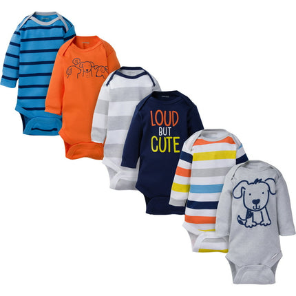 Onesies Brand Baby Boy Long Sleeve Bodysuits Set, 6-Pack