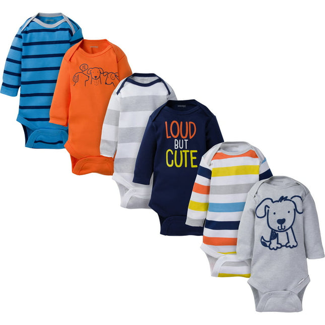 Onesies Brand Baby Boy Long Sleeve Bodysuits Set, 6-Pack