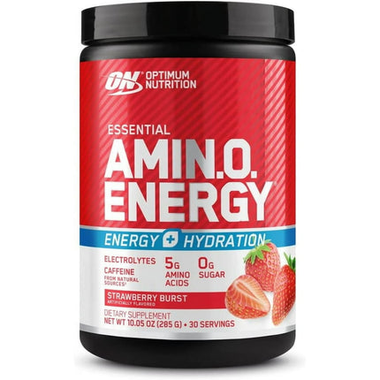 Optimum Nutrition Amino Energy Plus Electrolytes Energy Drink Powder, Strawberry Burst, 30 Servings