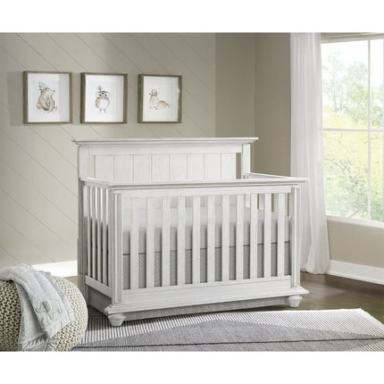 Oxford Baby Langston 4-in-1 Convertible Crib, Weathered White, Wooden Crib