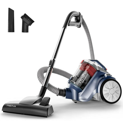 PINETAN Bagless Cyclone Canister Vacuum Cleaner, with Cyclone Filtration, Lightweight Design & Powerful Suction, Multi-Surface Cleaning Nozzle and Automatic Cord Rewind - Ocean Blue, UC612