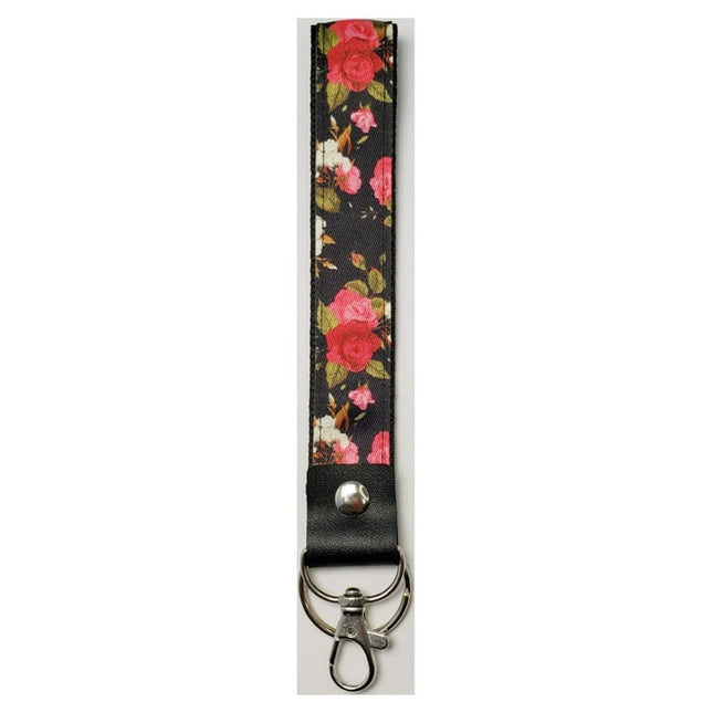 PR ESSENTIALS Brand Women's Adult Floral Polyester Wristlet Lanyard and Keychain