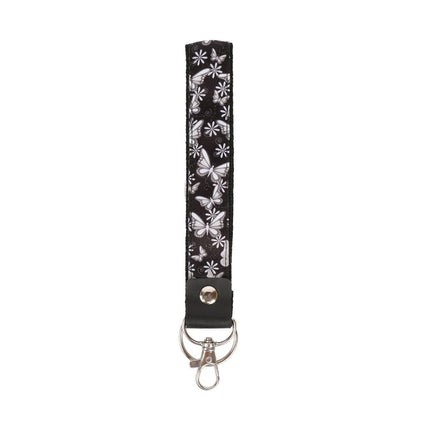 PR Essentials Brand Black and White Butterfly Wristlet Lanyard and Keychain