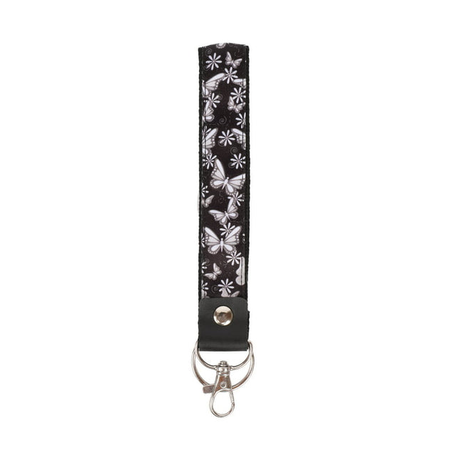 PR Essentials Brand Black and White Butterfly Wristlet Lanyard and Keychain