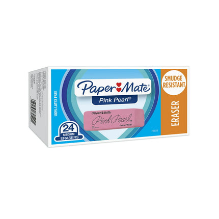 Paper Mate Pink Pearl Premium Medium Eraser, Pink, Pack of 24
