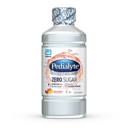 Pedialyte Electrolyte Water with Zero Sugar, Hydration with 3 Key Electrolytes & Zinc for Immune Support, Fruit Punch, 1 Liter