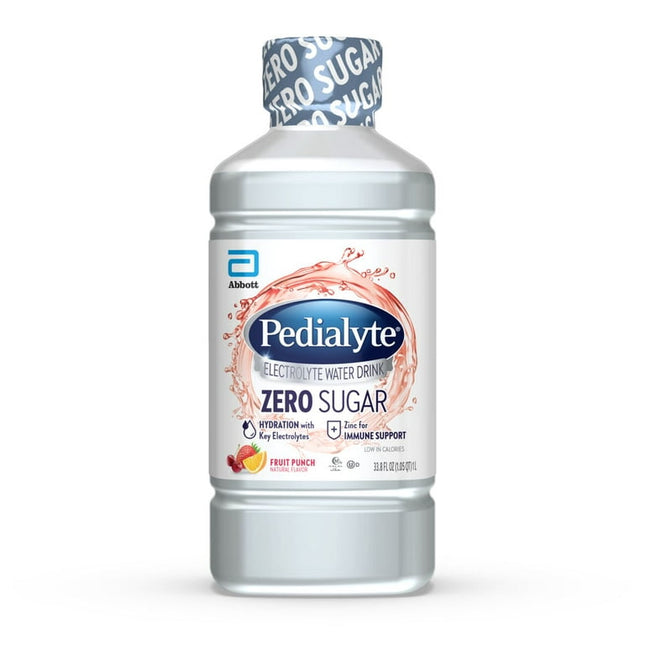 Pedialyte Electrolyte Water with Zero Sugar, Hydration with 3 Key Electrolytes & Zinc for Immune Support, Fruit Punch, 1 Liter