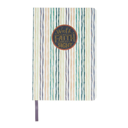 Pen+Gear Casebound Lined Journal, Walk by Faith, Not by Sight, Stripes, 96 Perforated Pages, 5.5" x 8"