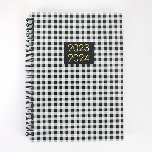 Pen + Gear Medium Weekly/Monthly Planner, Black & White Checker Design, Poly Cover, Twin Wire Bound