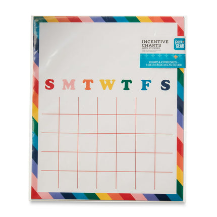 Pen + Gear Multicolor Rainbow Incentive Charts, 10 Charts and 4 Sticker Sheets, 0.18 lb