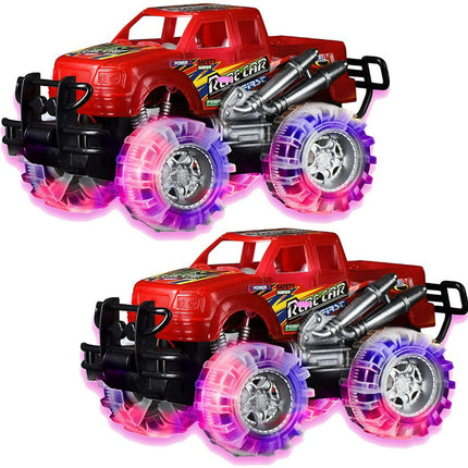 Playo 6” Toddler Monster Truck with LED Light Tires Push Car Toy Truck, 2 Pack Black