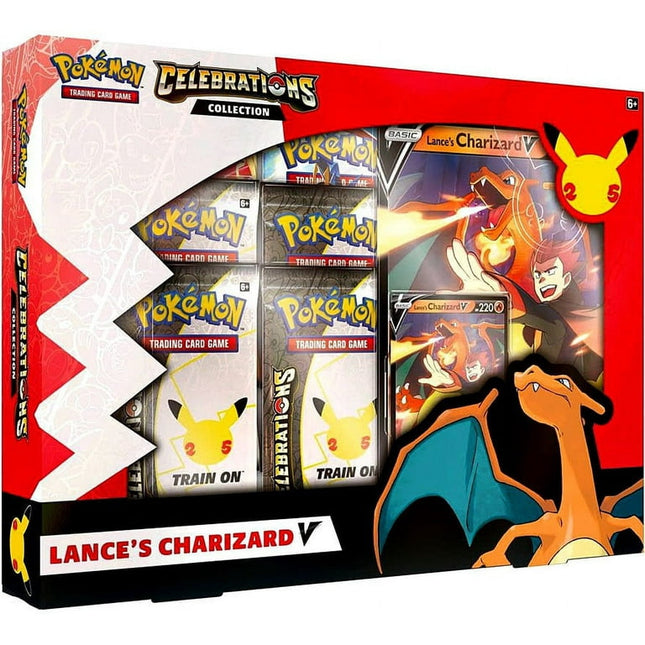 Pokemon Celebrations Lance's Charizard V Collection Box (4 Celebrations Booster Packs + 2 Additional Booster Packs, Foil Promo Card, Oversize Card & More)