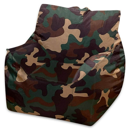 Posh Creations Structured Comfy Bean Bag Chair, Newport Chair, Nylon - Camo Green