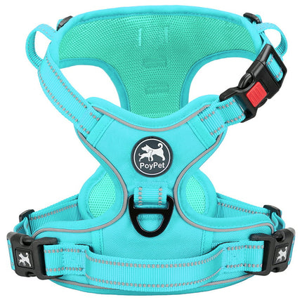 PoyPet Reflective Dog Harness No Pull Dog Vest Harness With Handle,No Choke Adjustable Soft Padded Pet Vest for Small to Large Dogs,Royal Blue,Mint Blue M